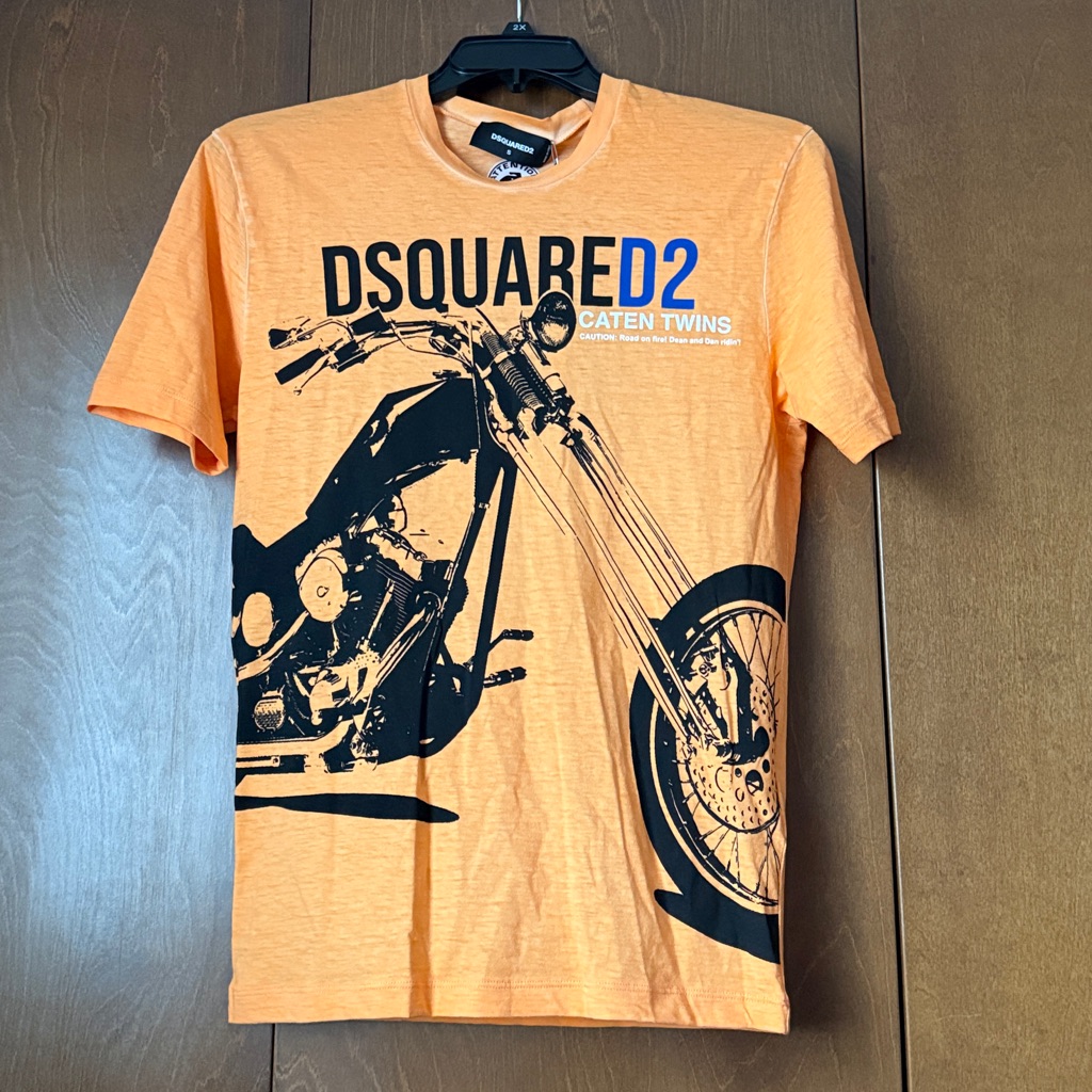 Dsquared2 Orange Printed Road On Fire T-Shirt Nwt Sz S